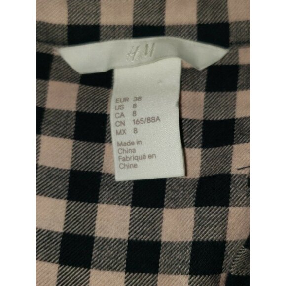 H & M Shirt Dress Plaid Black Pink Size 8 Pockets Button Front Casual Lightweig - Picture 4 of 7